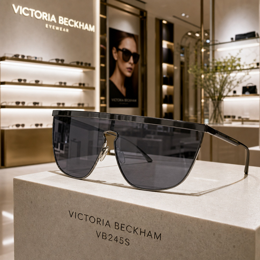 🔥 NIB Victoria Beckham VB245S 046 Shield Sunglasses – Dark Ruthenium & Grey